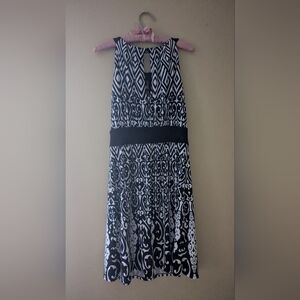 White House Black Market Black and White Halter Maxi Dress